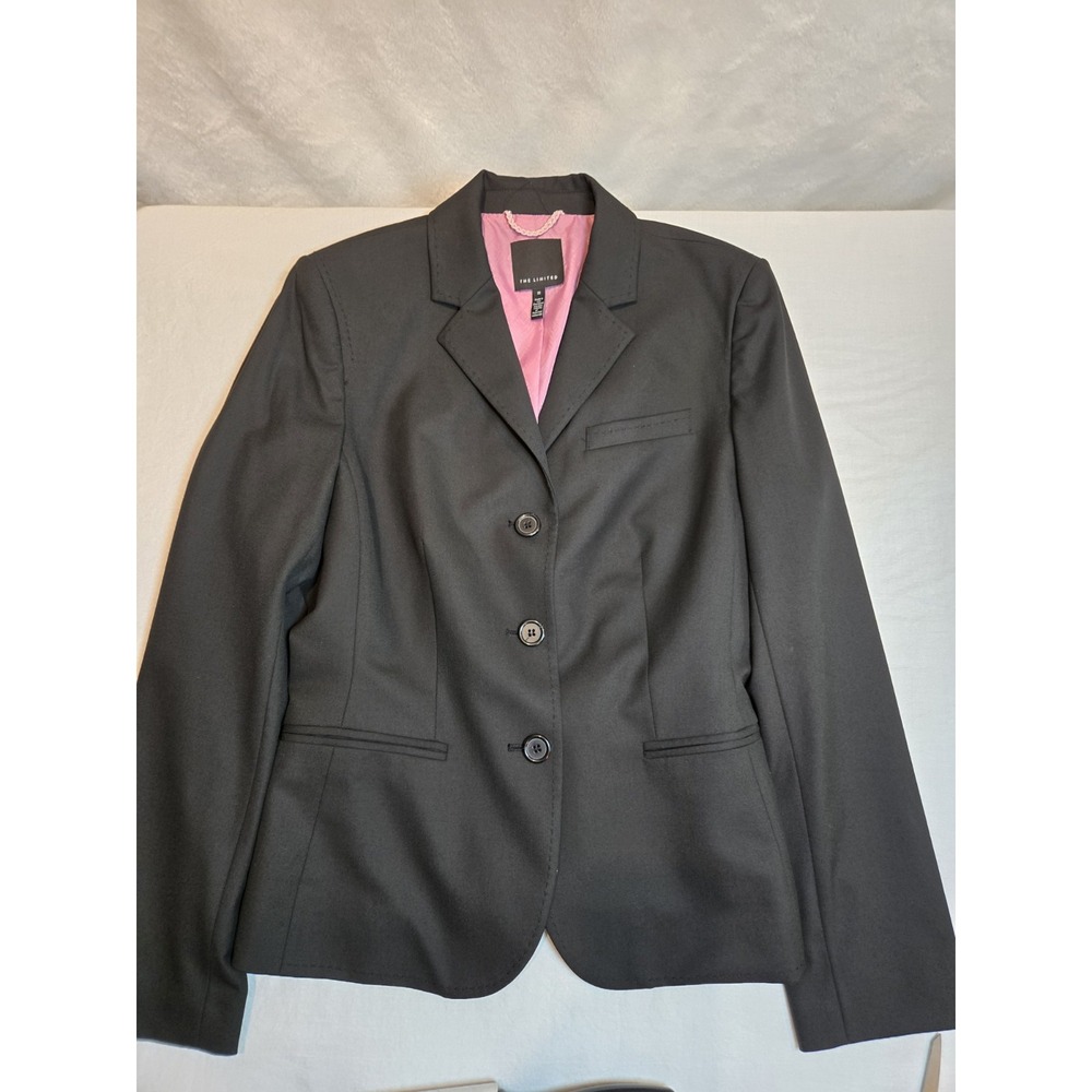 The Limited Women's Black Suit Jacket/Blazer Size 10 With Pink Lining‎ Vintage